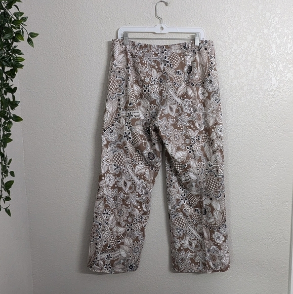 Talbots Cotton Brown Allover Print High Rise Pants Lightweight Casual Fall 12 - Picture 2 of 10